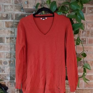 Orange Barbour cashmere v neck sweater